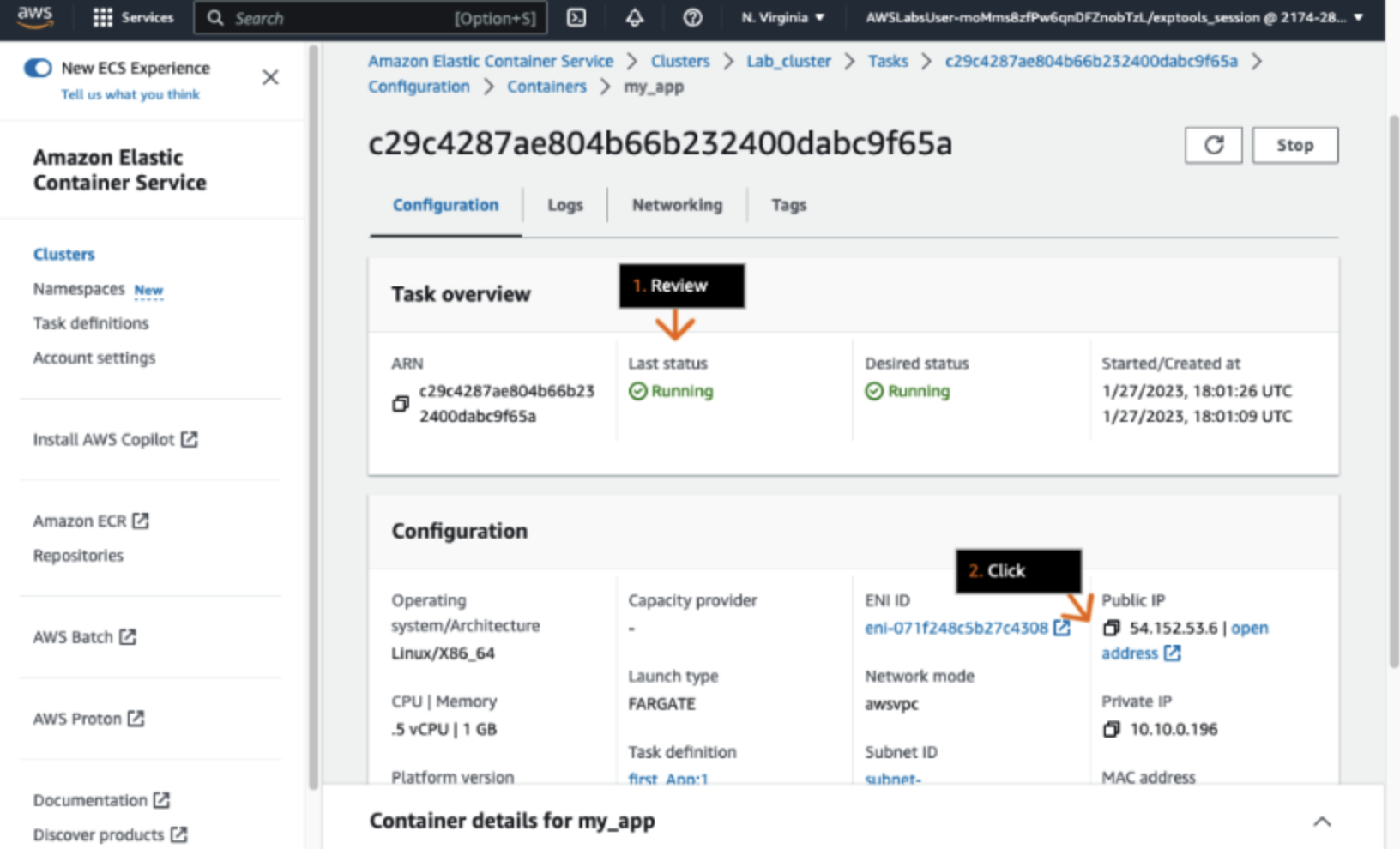 AWS ECS dashboard