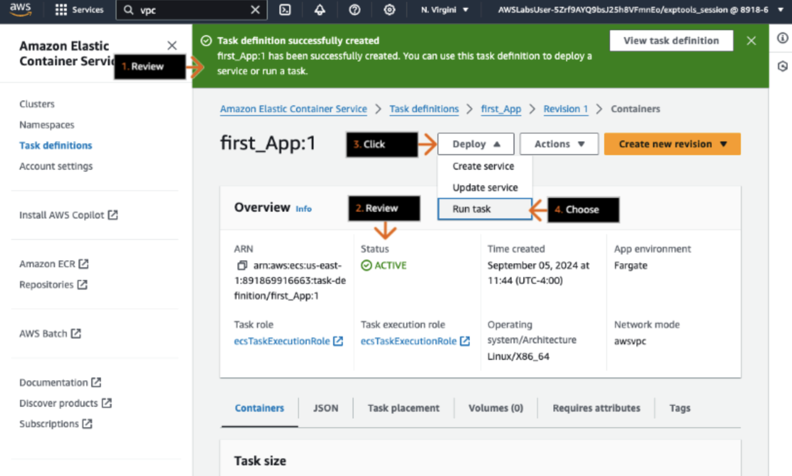 AWS ECR dashboard