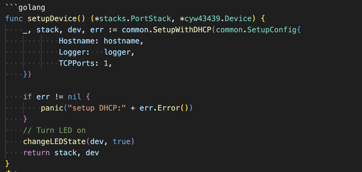 set up device function